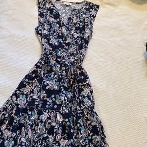 Loft Small Dress, size small, pink, teal, navy, grey